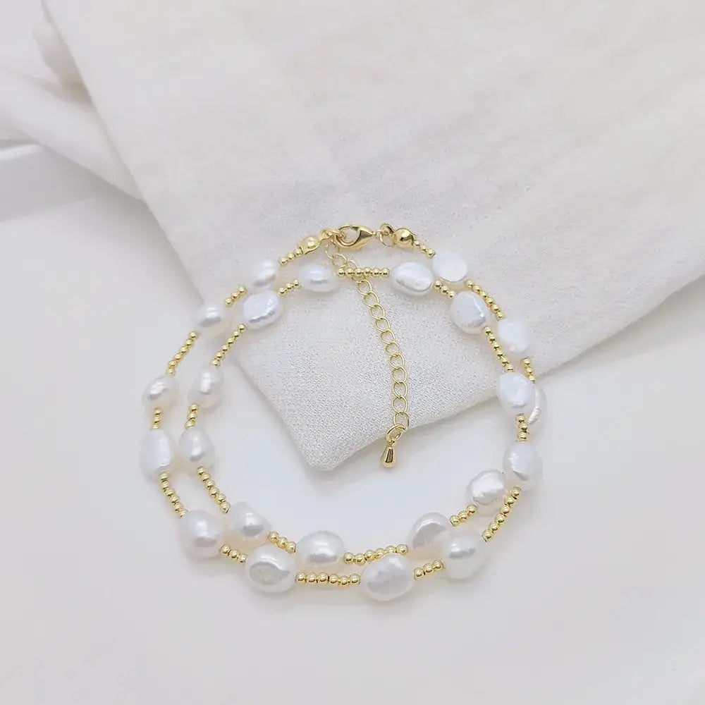 Pearl & Gold Beaded Necklace