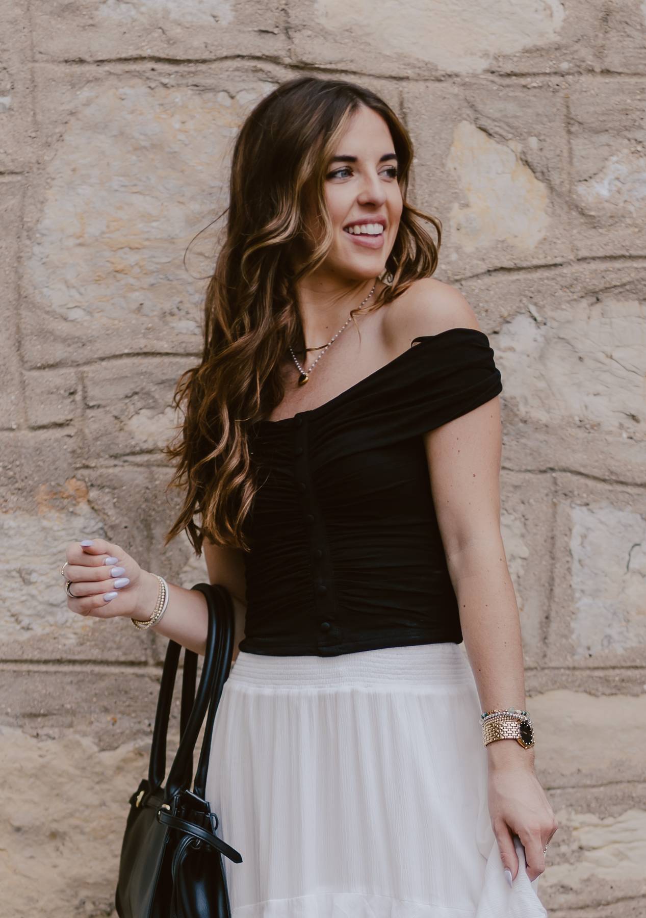 Buttoned In Black Top