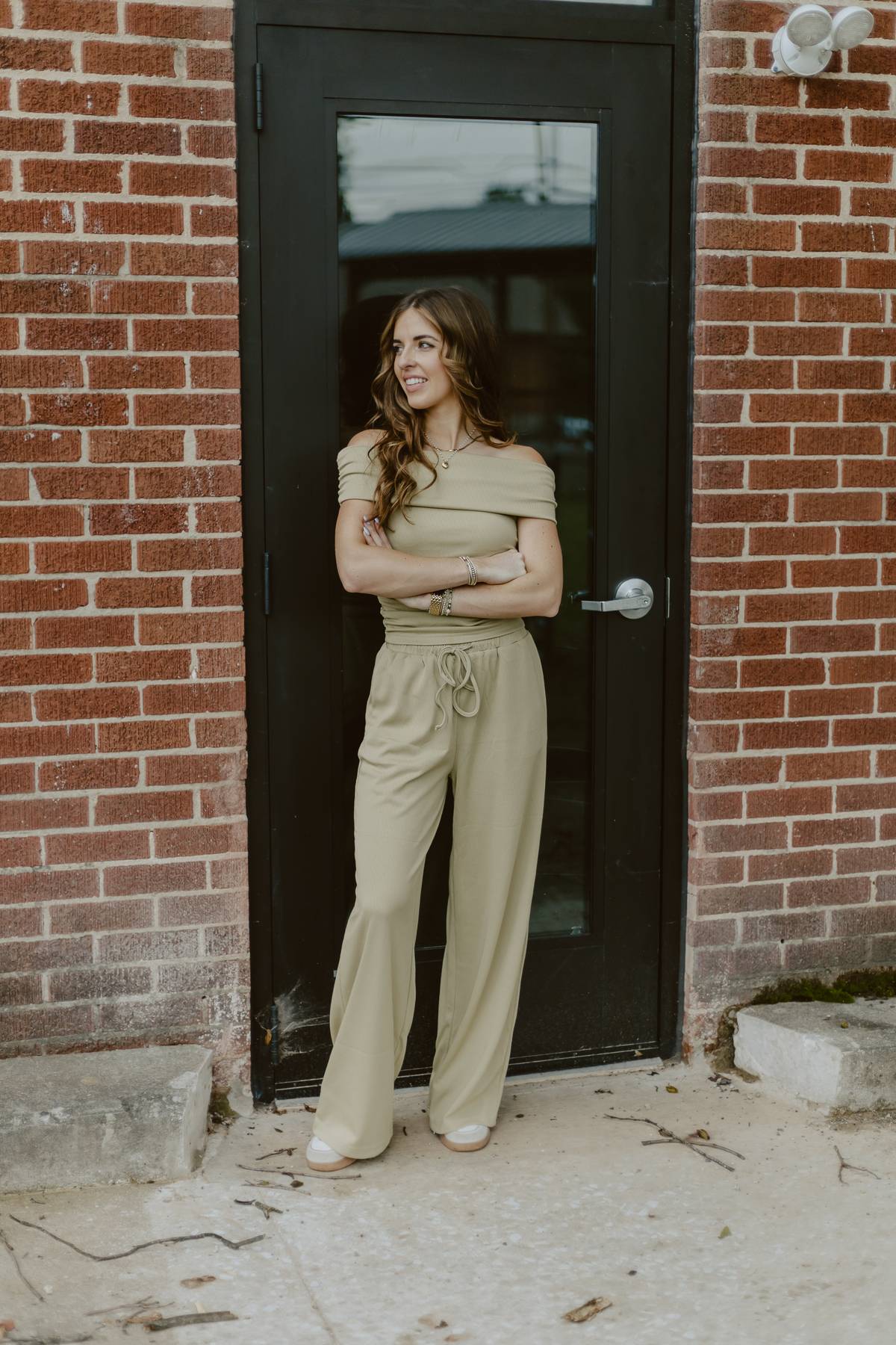 Olive Off the shoulder lounge set