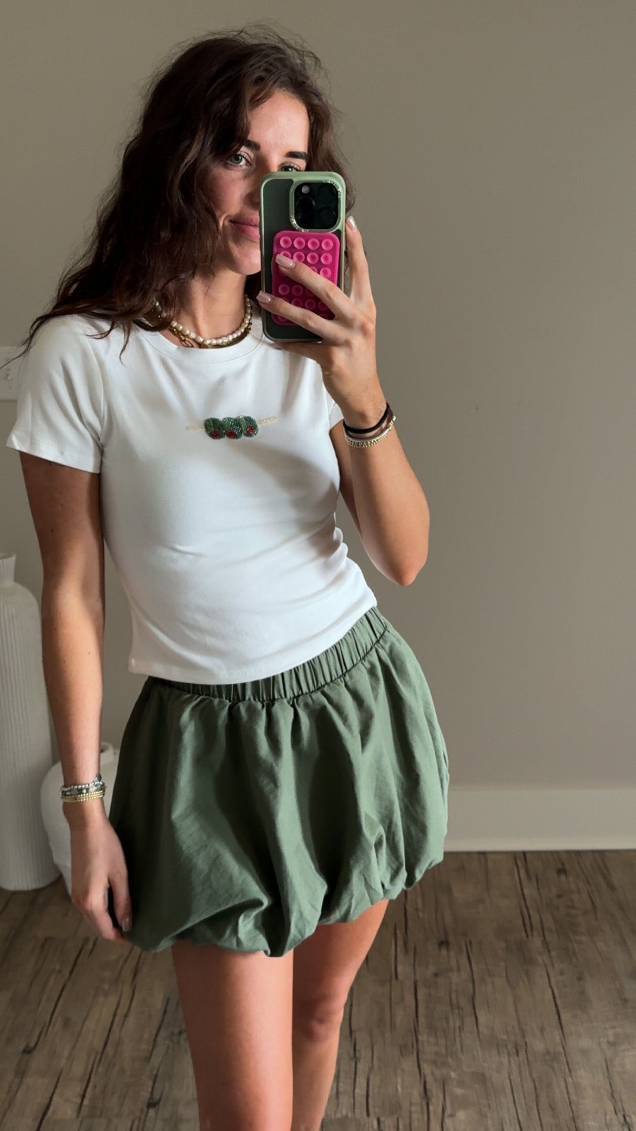 Stirred Tee- Olive Embroidered