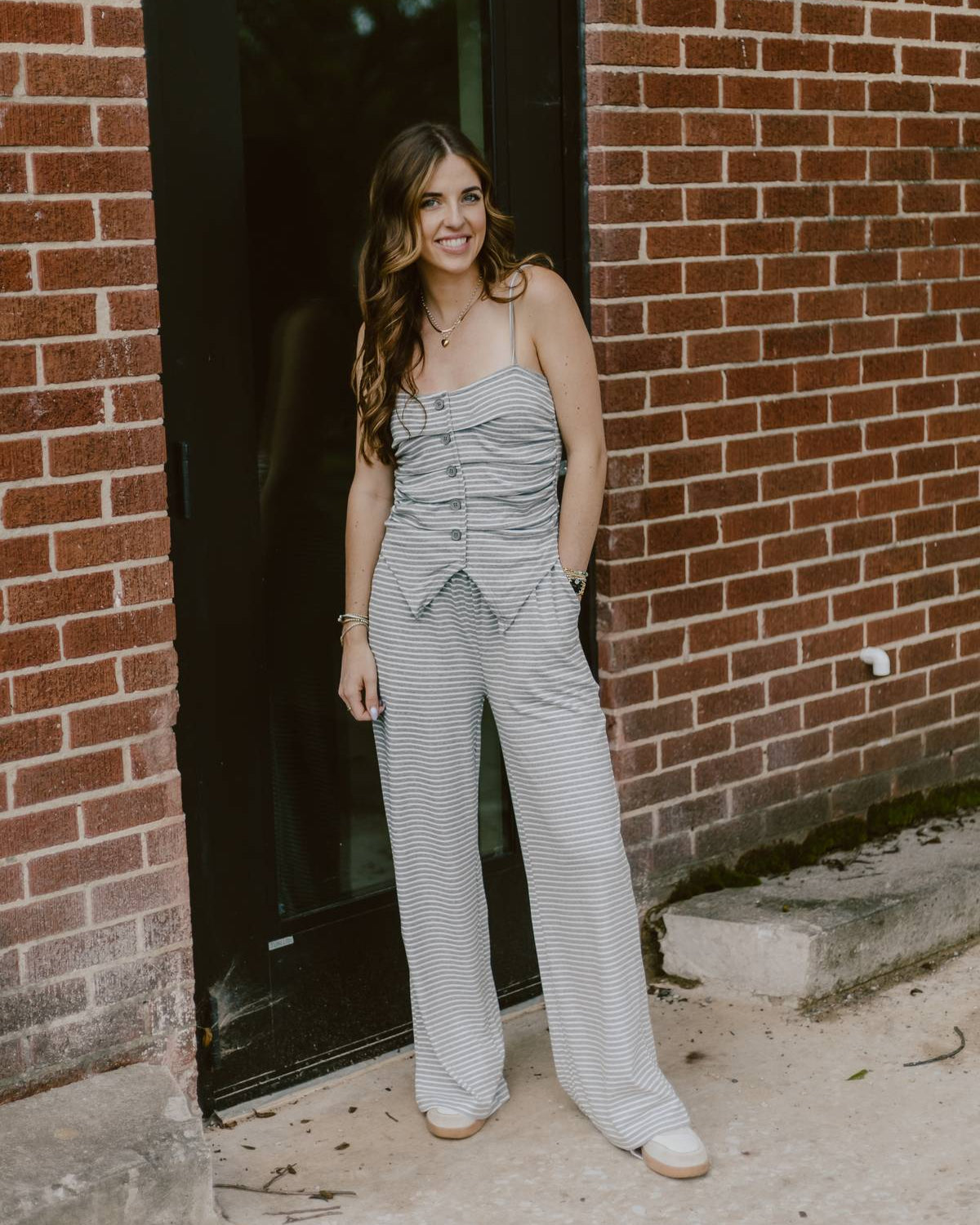 Striped Tank Pants set on a woman