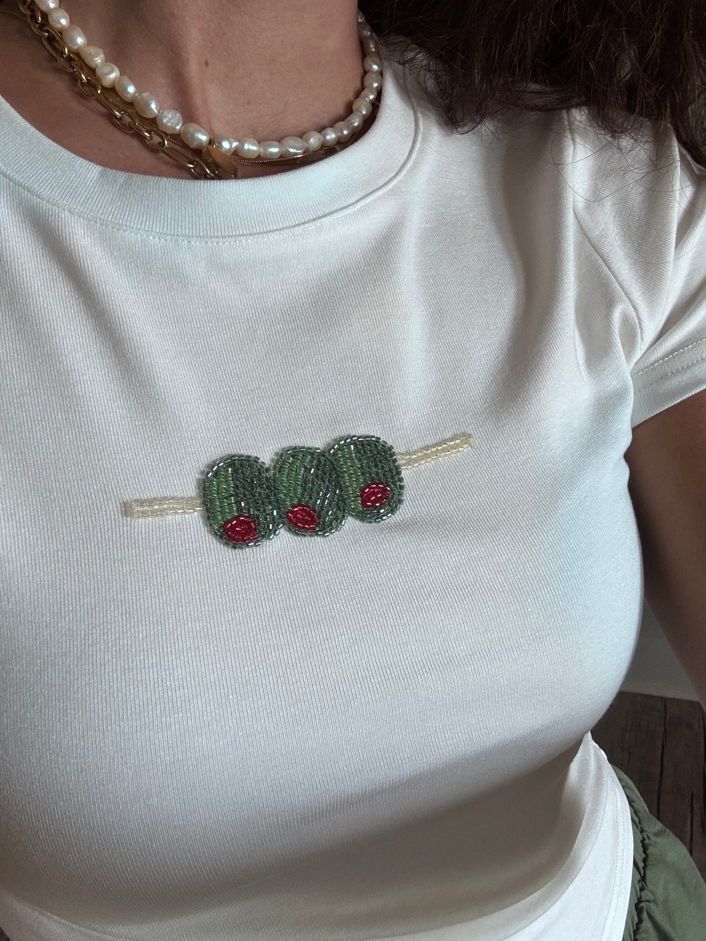 Olive Embroidered tee Shirt