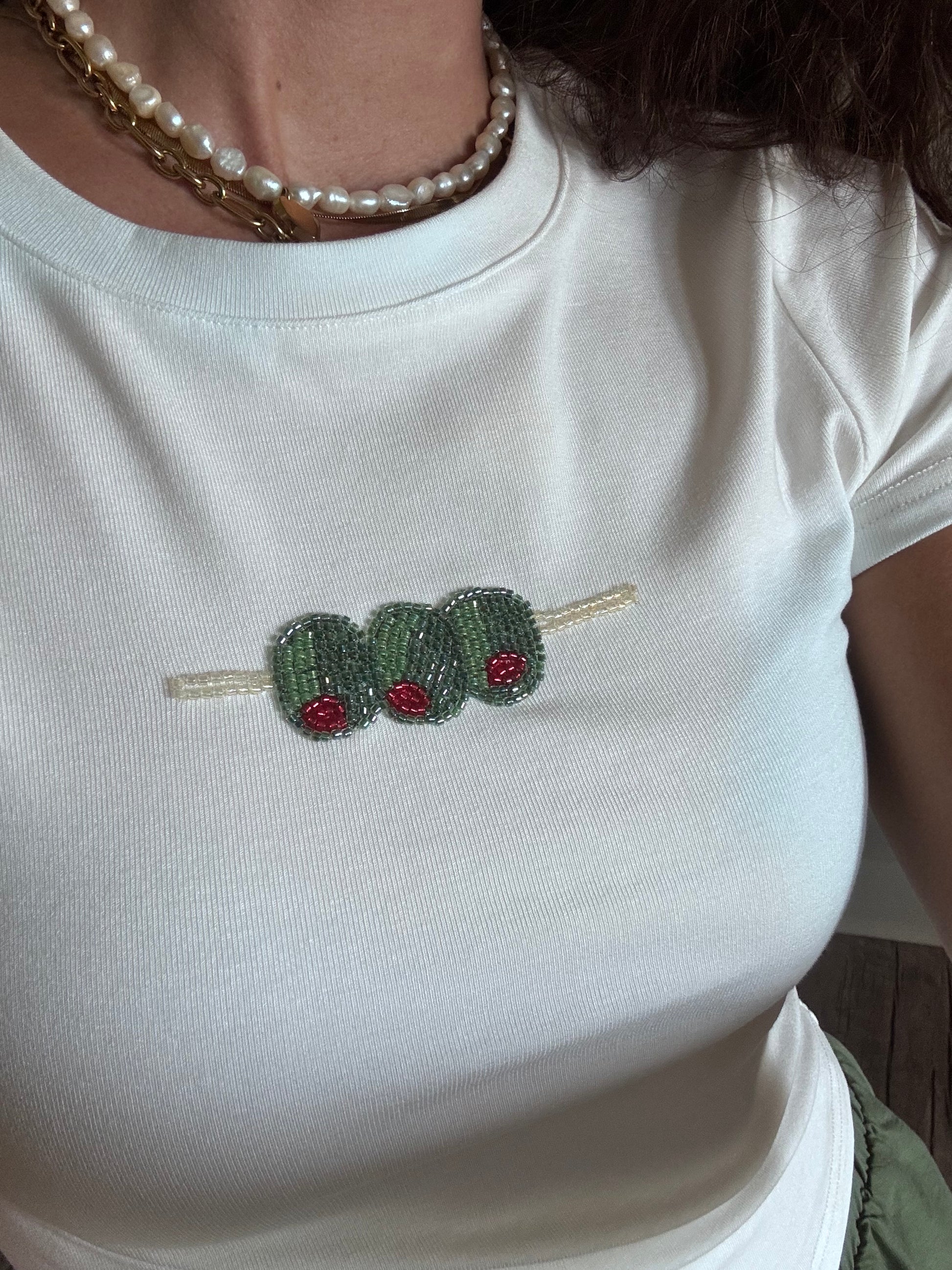 Olive Embroidered tee Shirt
