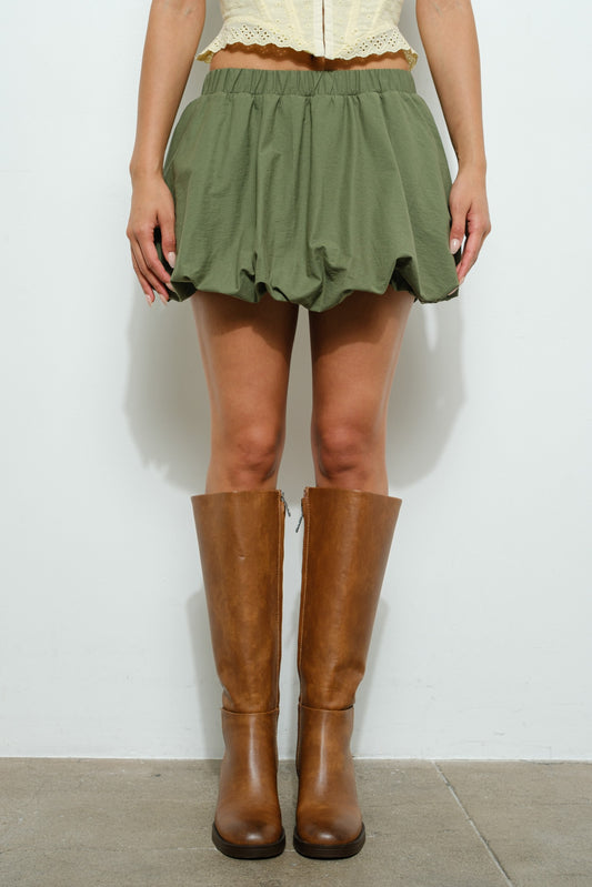 Shaken Skirt- Olive Bubble Hem